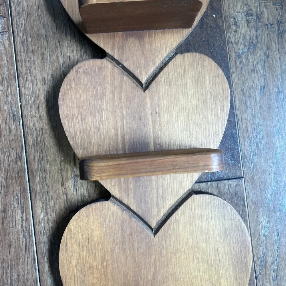 Vintage Wood Heart Shelf 3 Shelves 21